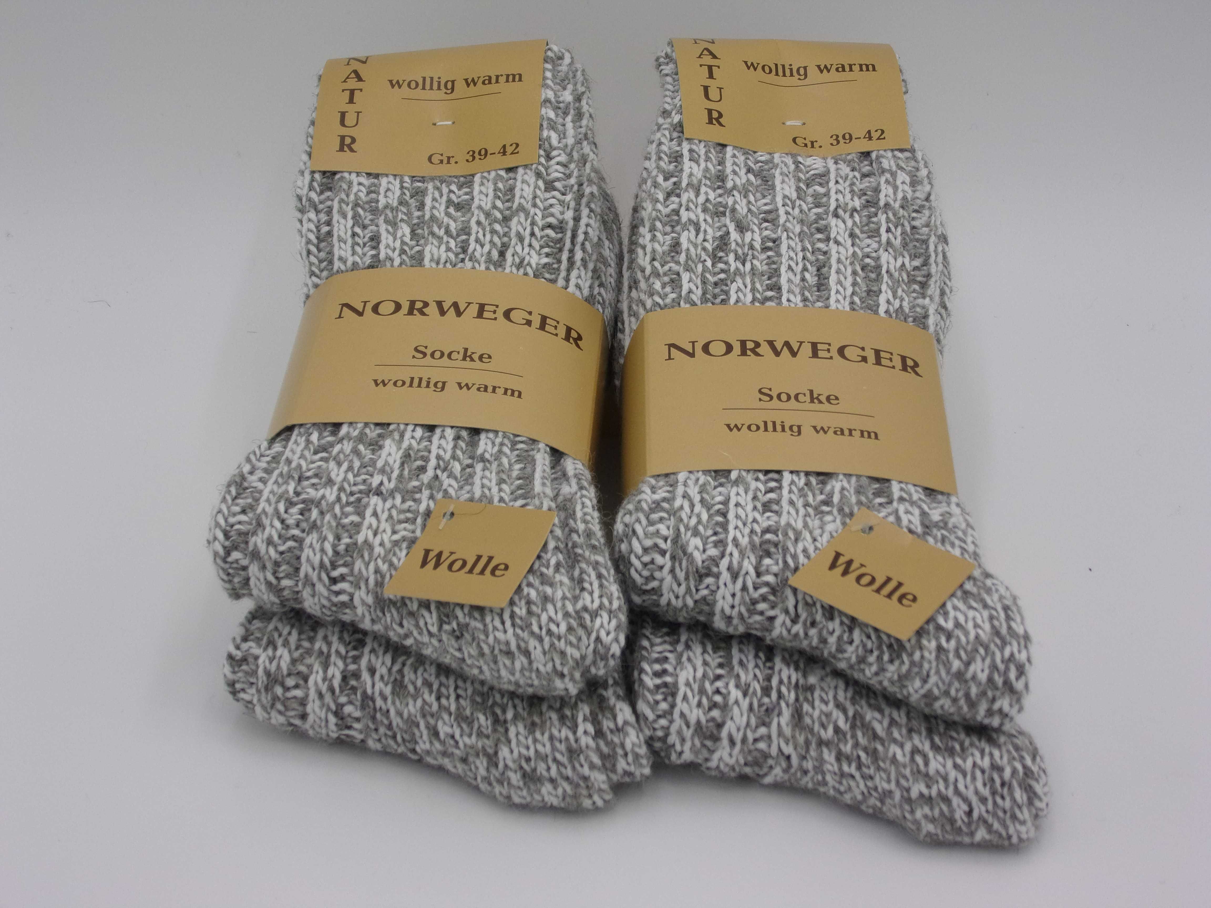Ciepłe skarpety wełniane Norweger 39/42 oraz 43/46  2 pary.