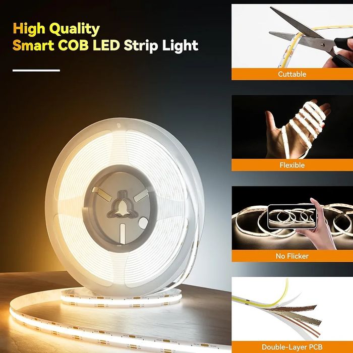 Taśma LED COB CCT 5m ściemnianie pilot PAUTIX
