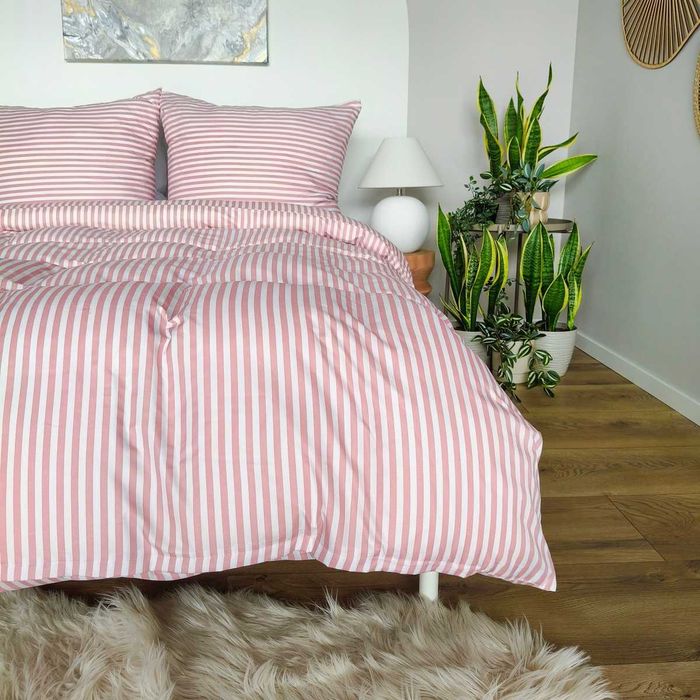 Pościel 220x200 Eusebia Home  Mikrofibra Pasy, Zamek Błyskawiczny