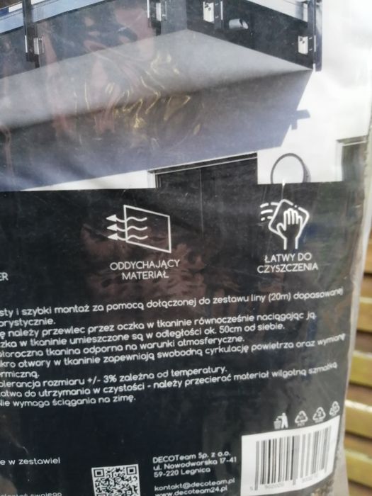 Osłona na balkon nowa 5m x 0.9m mata balkonowa szara