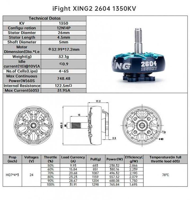 Комплект моторов iFlight Xing2 2604 1350kv