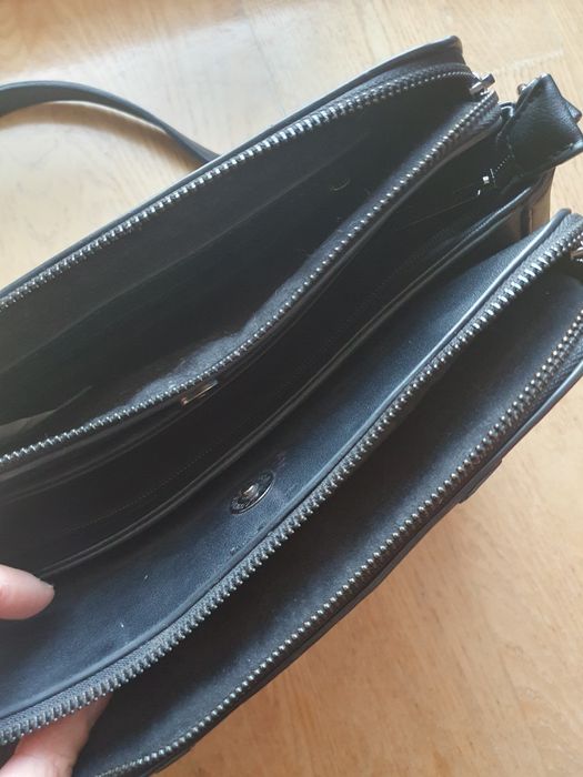 Czarna torebka na ramię ,Medicine, zamsz+skóra