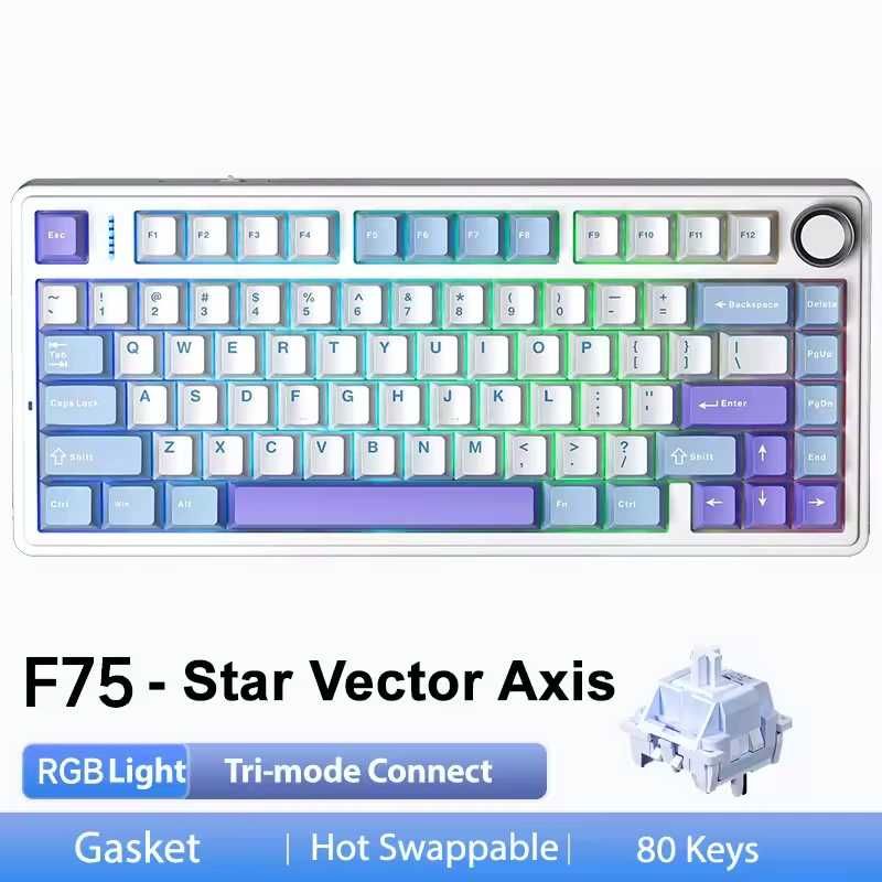‼️ NEW ‼️ БАГАТО КОЛЬОРІВ Механічна клавіатура AULA F75 4000 mAh RGB