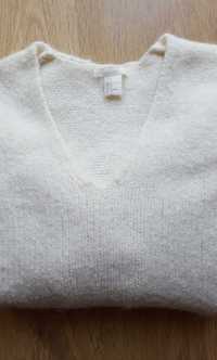 Wełniany 35% wełny alpaki sweterek śmietanka oversize