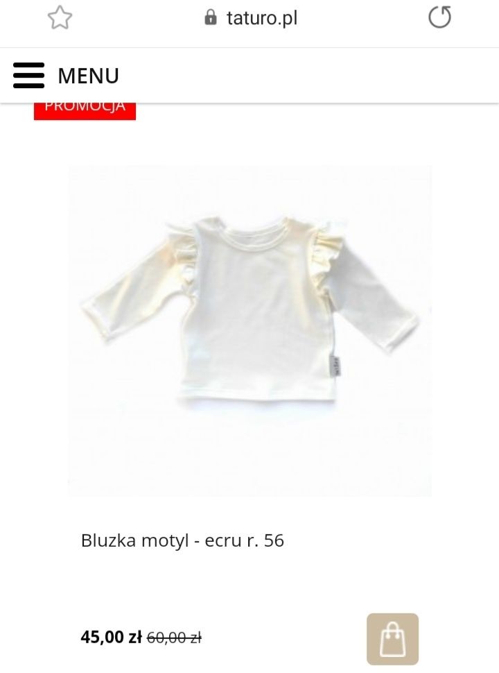 Taturo bluzka motyl i czapeczka z kokardką komplet ciuszków