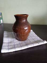 Wazonik ceramiczny brązowy, wysokość 12cm