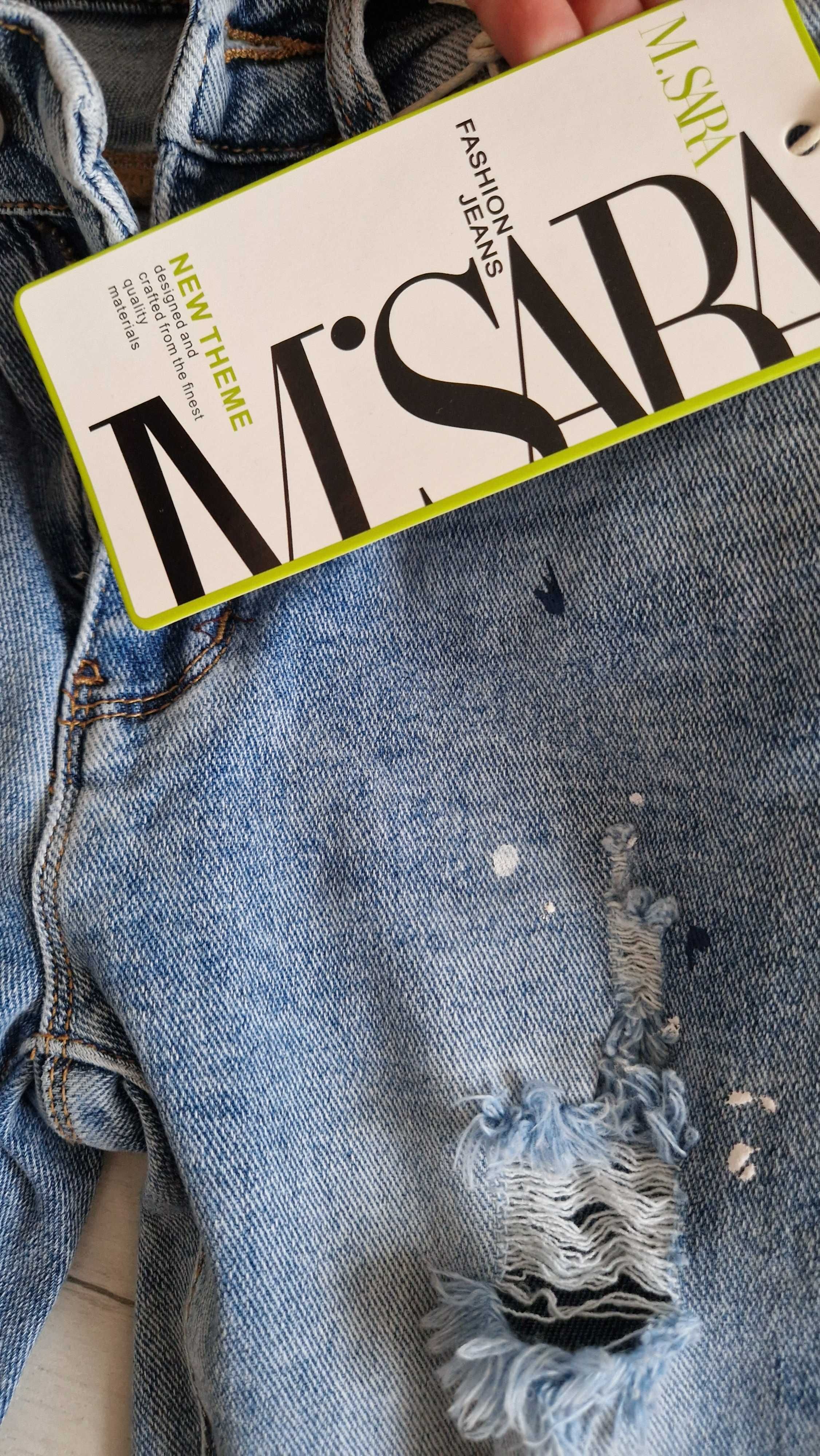 spodnie damskie jeansy przetarcia m.sara XS