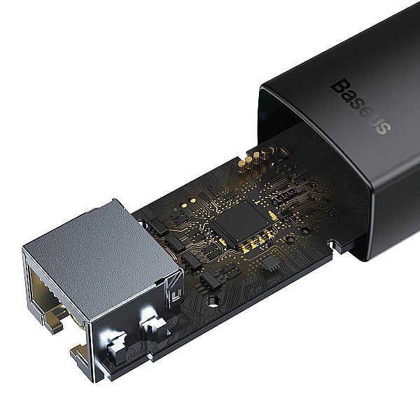 Baseus Lite Series adapter Usb Typ A - Rj45 gniazdo Lan 100Mbps czarny