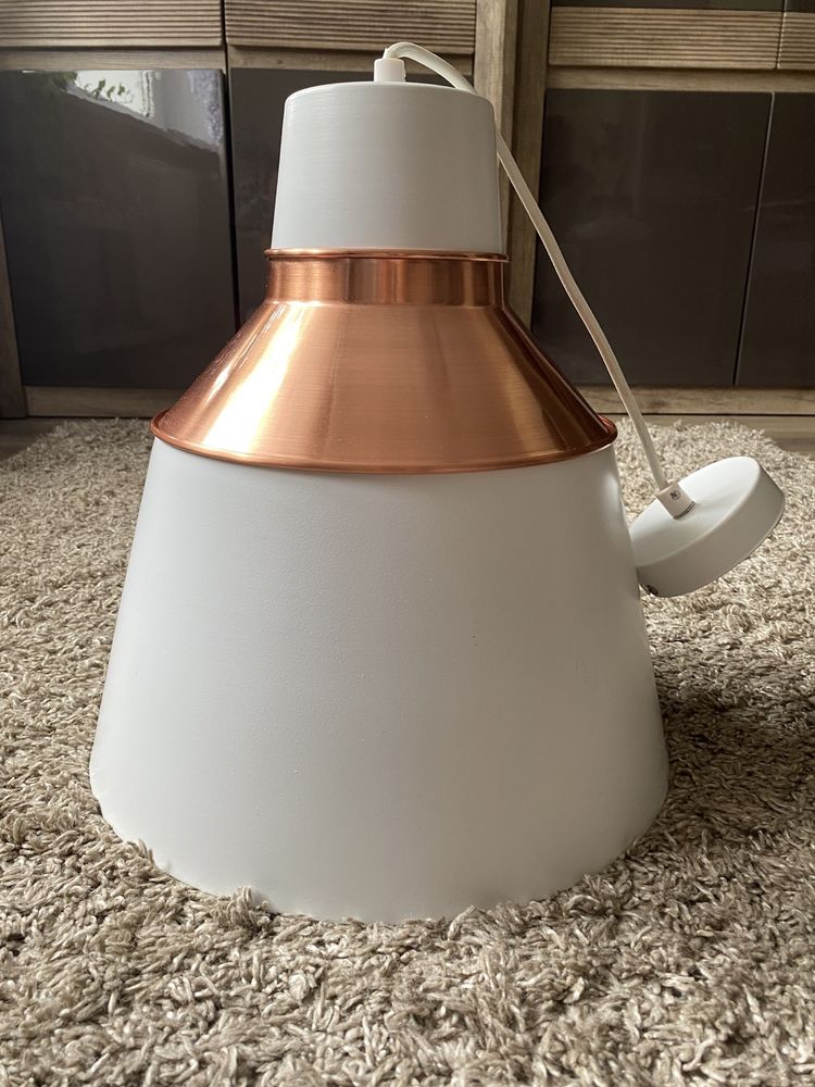 Lampy wiszące biało - miedziane 12 szt.