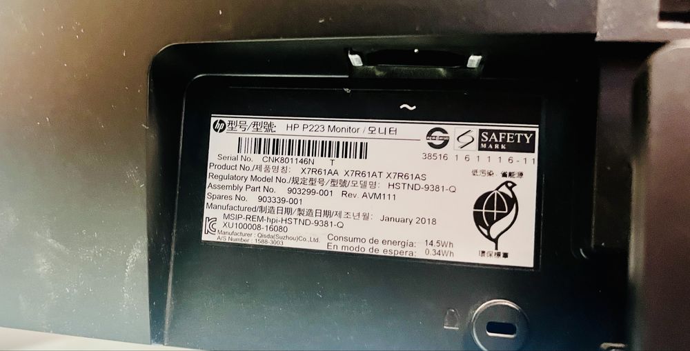 Monitor HP ProDisplay P223 21,5" - 16:9 Full HD