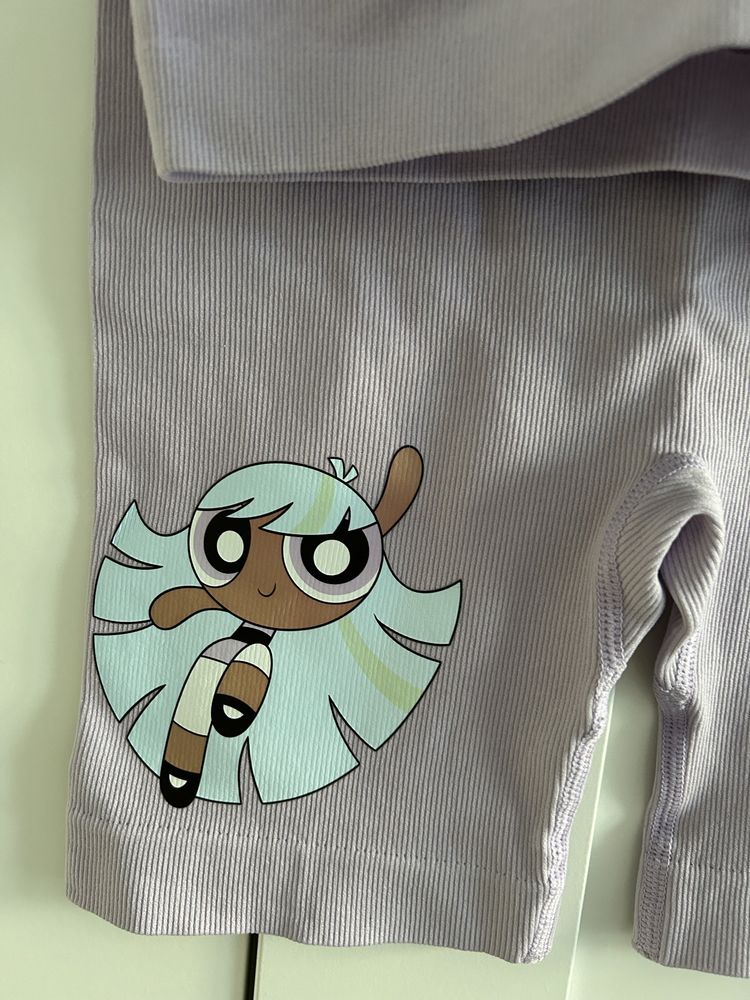 Piżama na lato, kolarki i top prążek Atomówki Powerpuff Girls  S