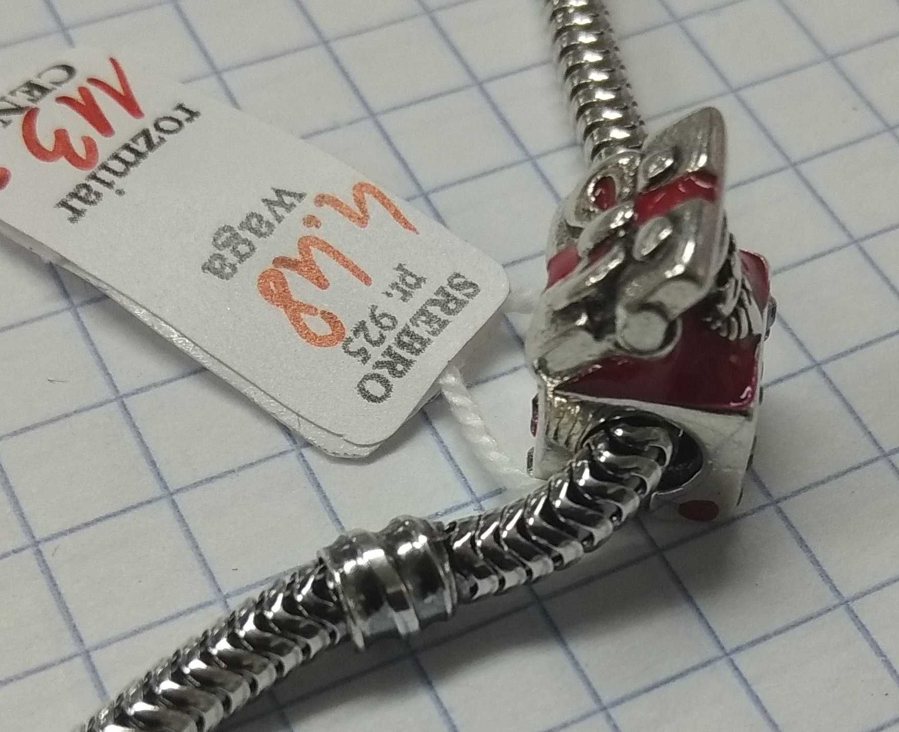 Prezent Świąteczny Charms Paczka Święty Mikołaj Srebro 925 NOWE