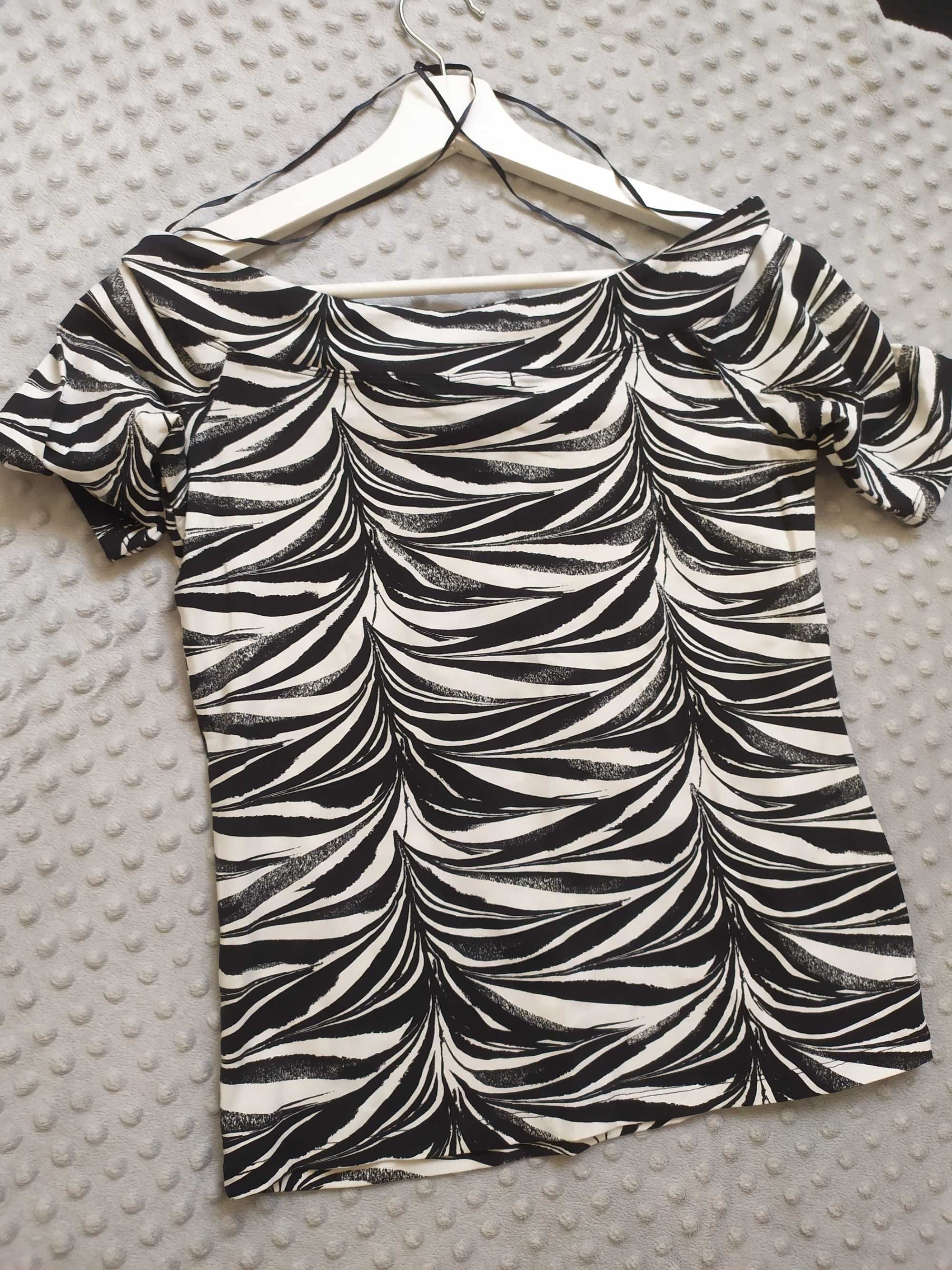 Bluzka damska krótki rękaw Lindex S zebra
