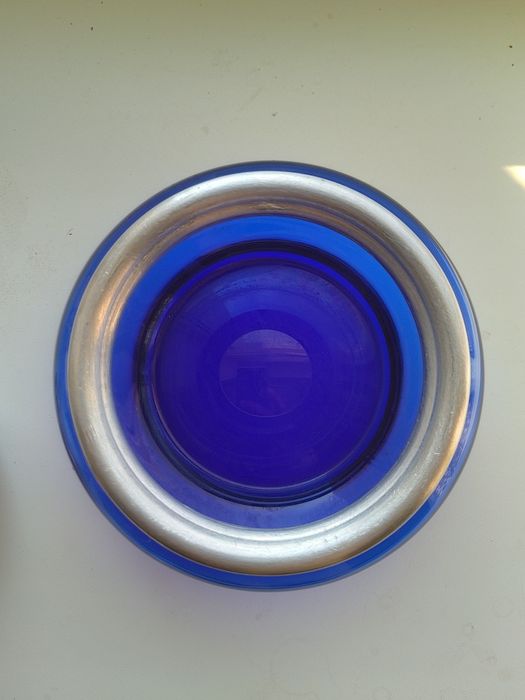 Советская сахарница из кобальтового стекла. Посуда СССР. Цукорниця.