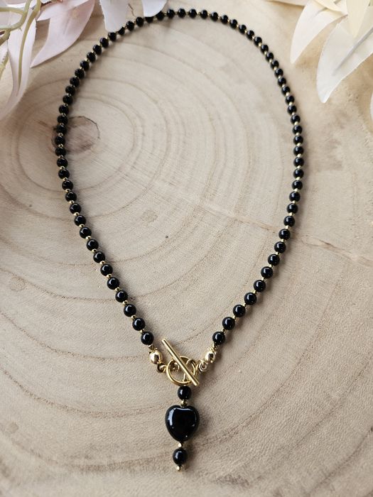 Naszyjnik kamienie naturalne Jadeit Hematyt Onyks