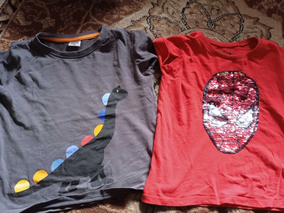 Zestaw 2 bluzek dla chłopca 104-110, dinozaur, spiderman