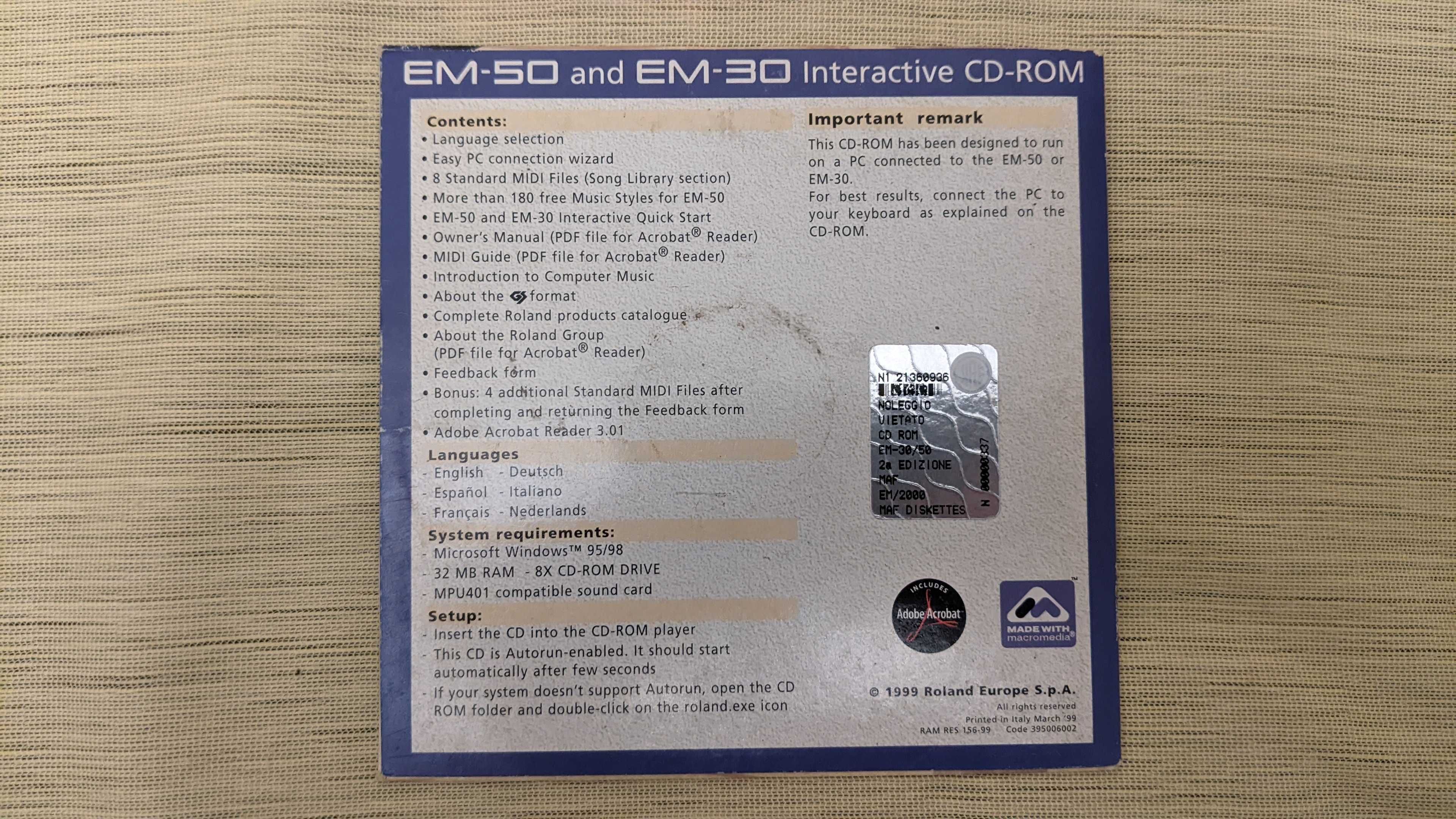 Roland EM-50 / EM-30 Interactive CD-ROM | *UNIKAT*