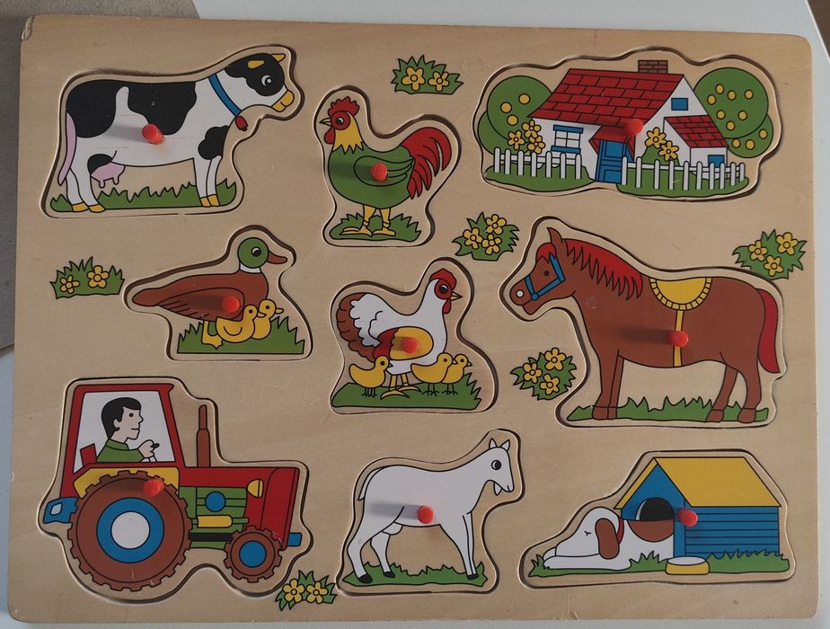 Drewniane puzzle dla najmłodszych Farma/ Gospodarstwo 9 elementów