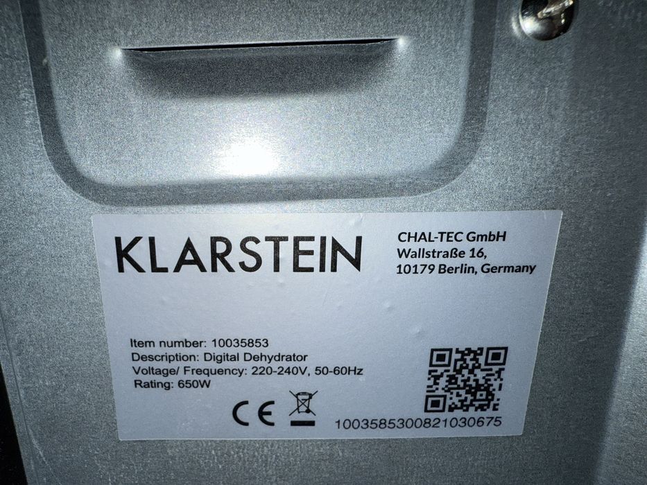 Дегідратор-сушка Klarstein 650w для овочів , фруктів і мʼяса