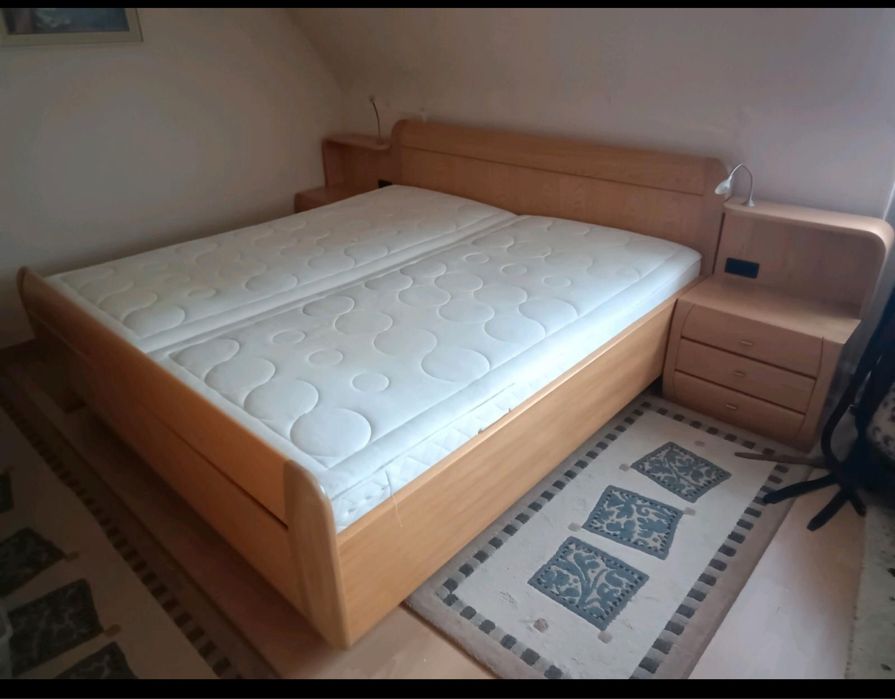 Sypialnia dębowa szafa łóżko szafki nocne komoda