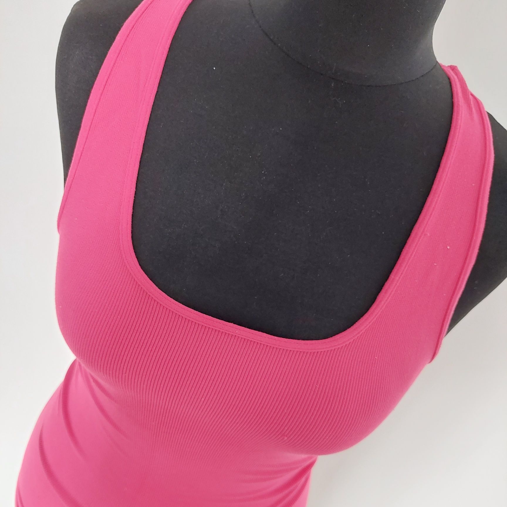Top damski prążkowany różowy, blue chic, Xs