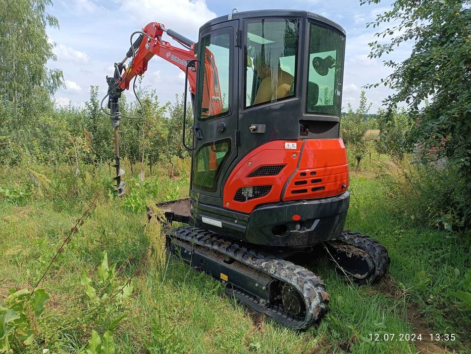 Usługi minikoparka 2.8t prace ziemne Wiertnica Młot wynajem koparka