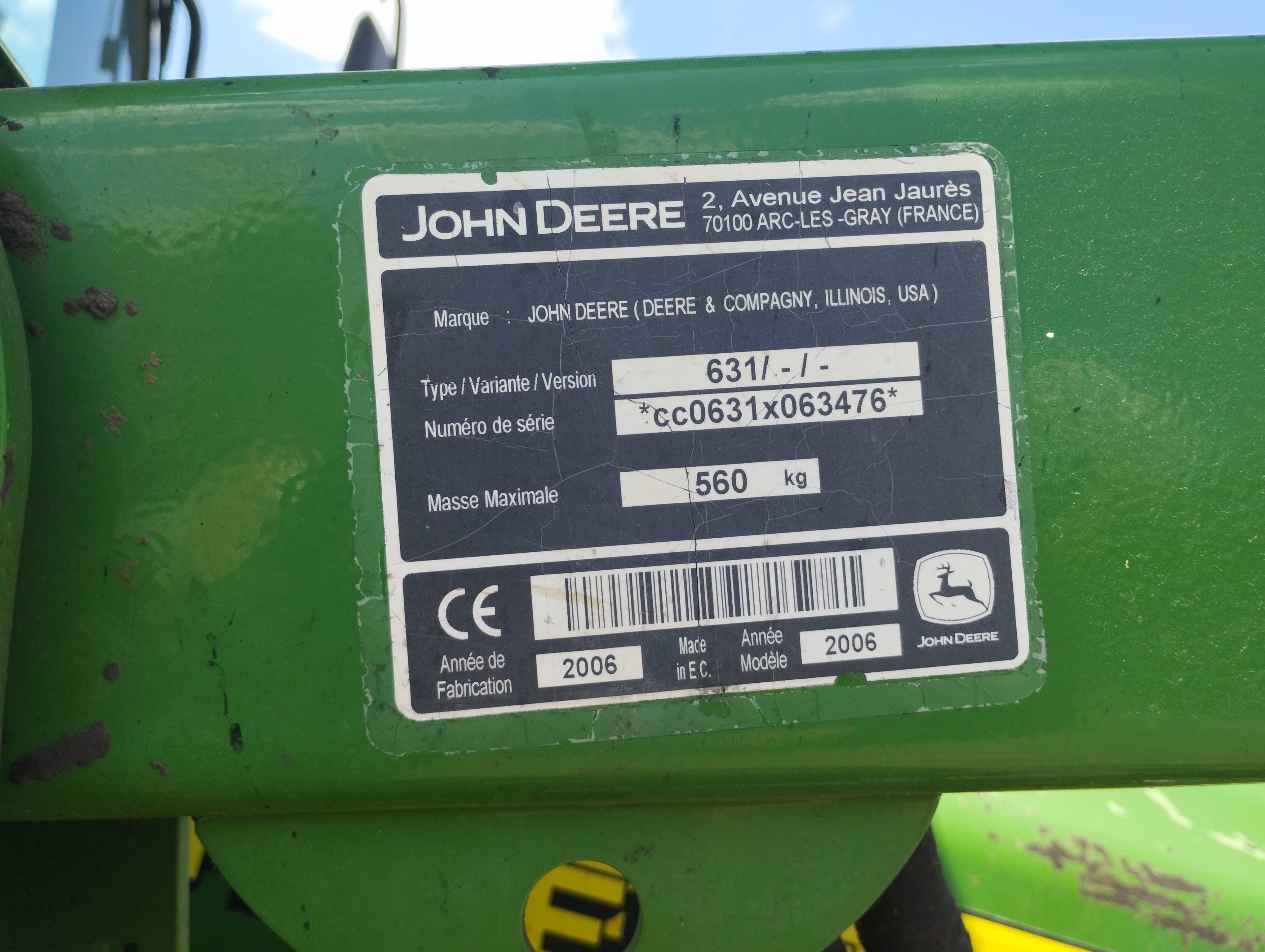 Ładowacz czołowy John Deere 631 , tur