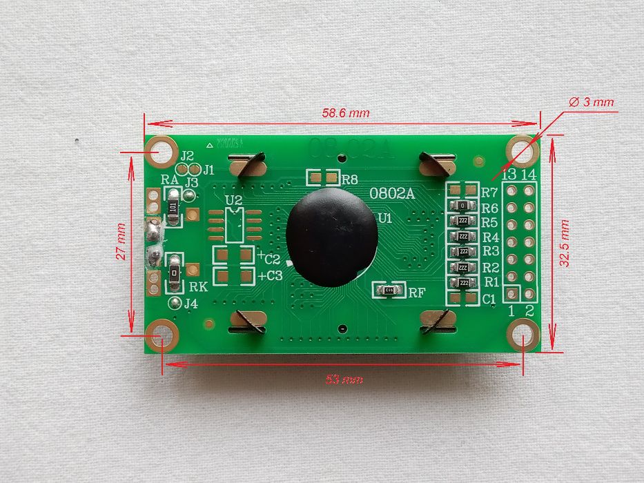 Дисплей LCD0802/1602/2004. Живлення 5V