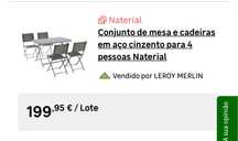 Conjunto de mesa e cadeiras de aço cinzento
