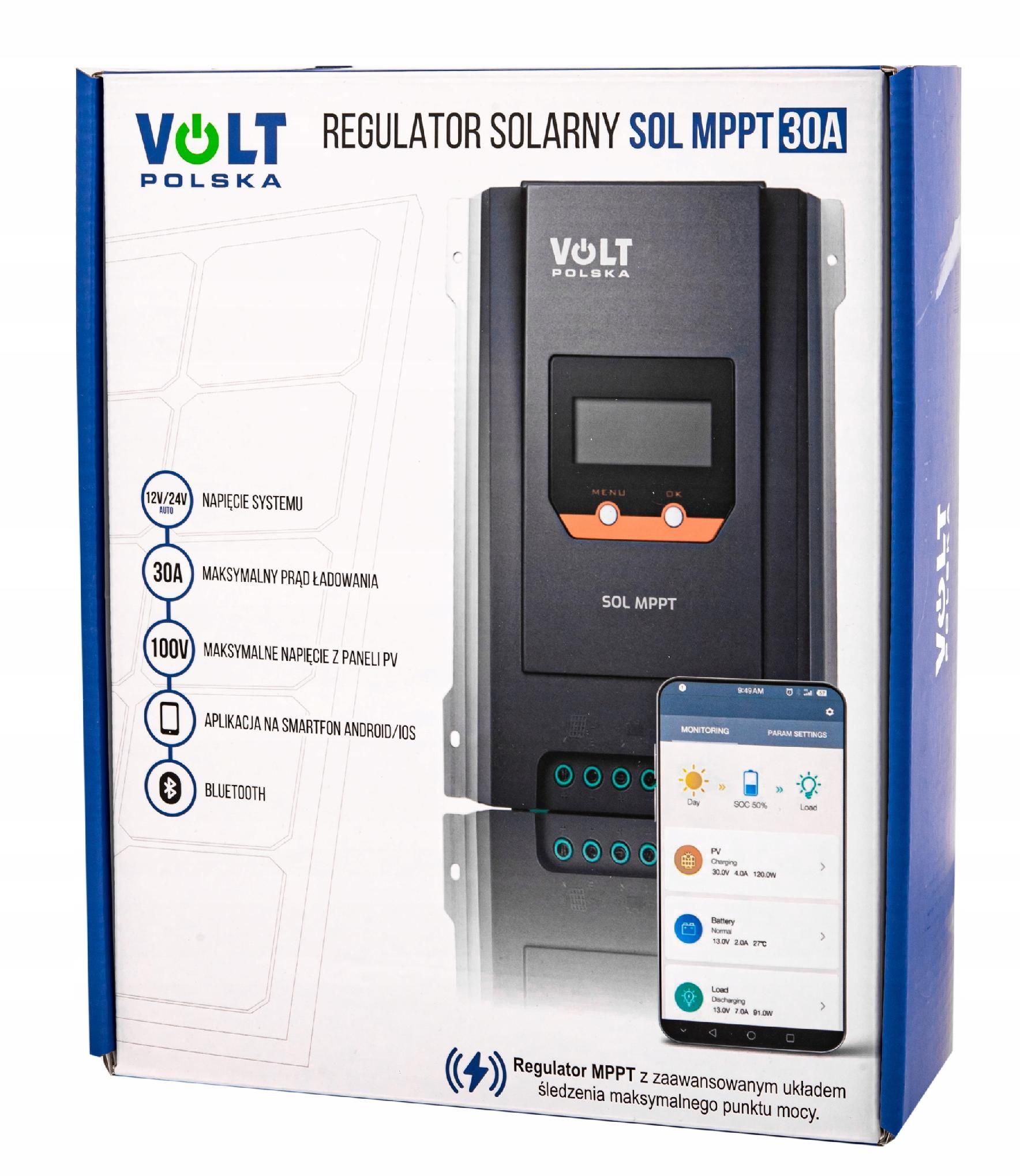 Regulator ładowania solarny 12v panel lcd 30a MPPT [SOL66]