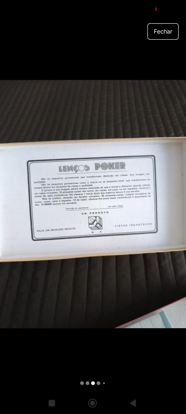 2 lenços de bolso poker com caixa original antigo vintage