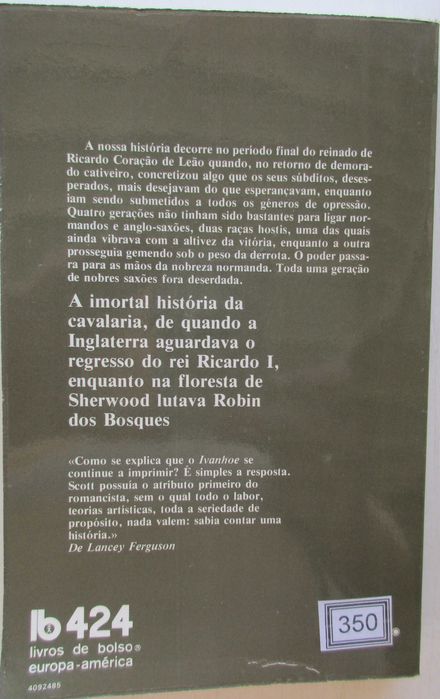 Walter Scott - - - Ivanhoe - - - - - Livro