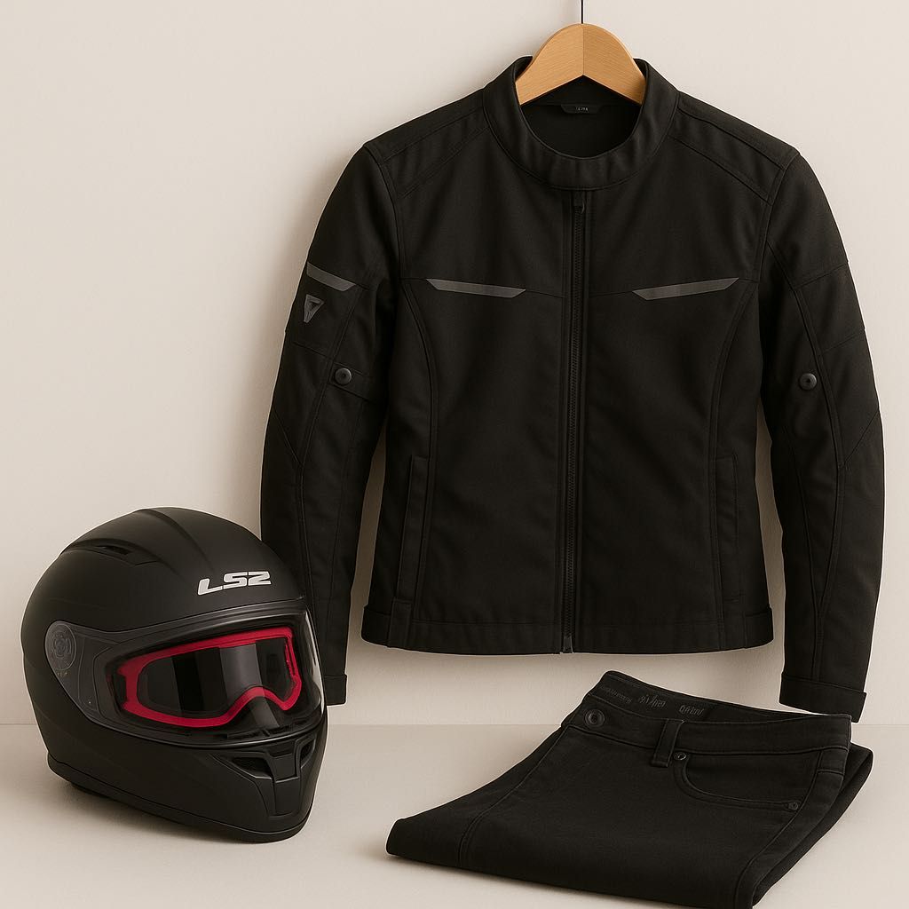 Zestaw motocyklowy – kask LS2 (rozmiar L) + kurtka SECA + spodnie