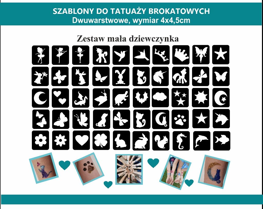 Szablony do tatuaży brokatowych, klej