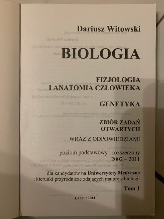 Witowski - Biologia - zbiór zadań - dwa tomy
