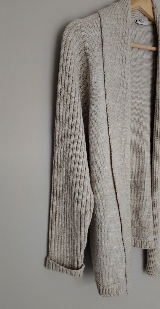 Kardigan damski narzutka beżowy elegancki bawełniany cotton spring 48