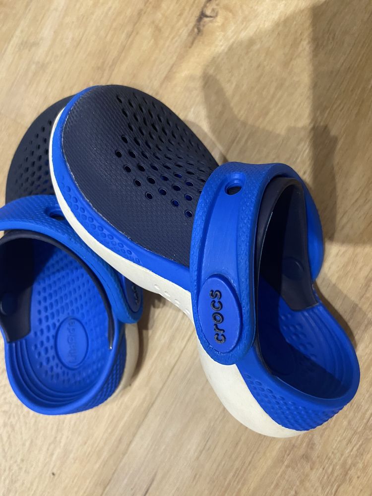 Тапки шльопанці сабо дитячі c6 Crocs Blue Litle Ride 23р13.5см Крокс