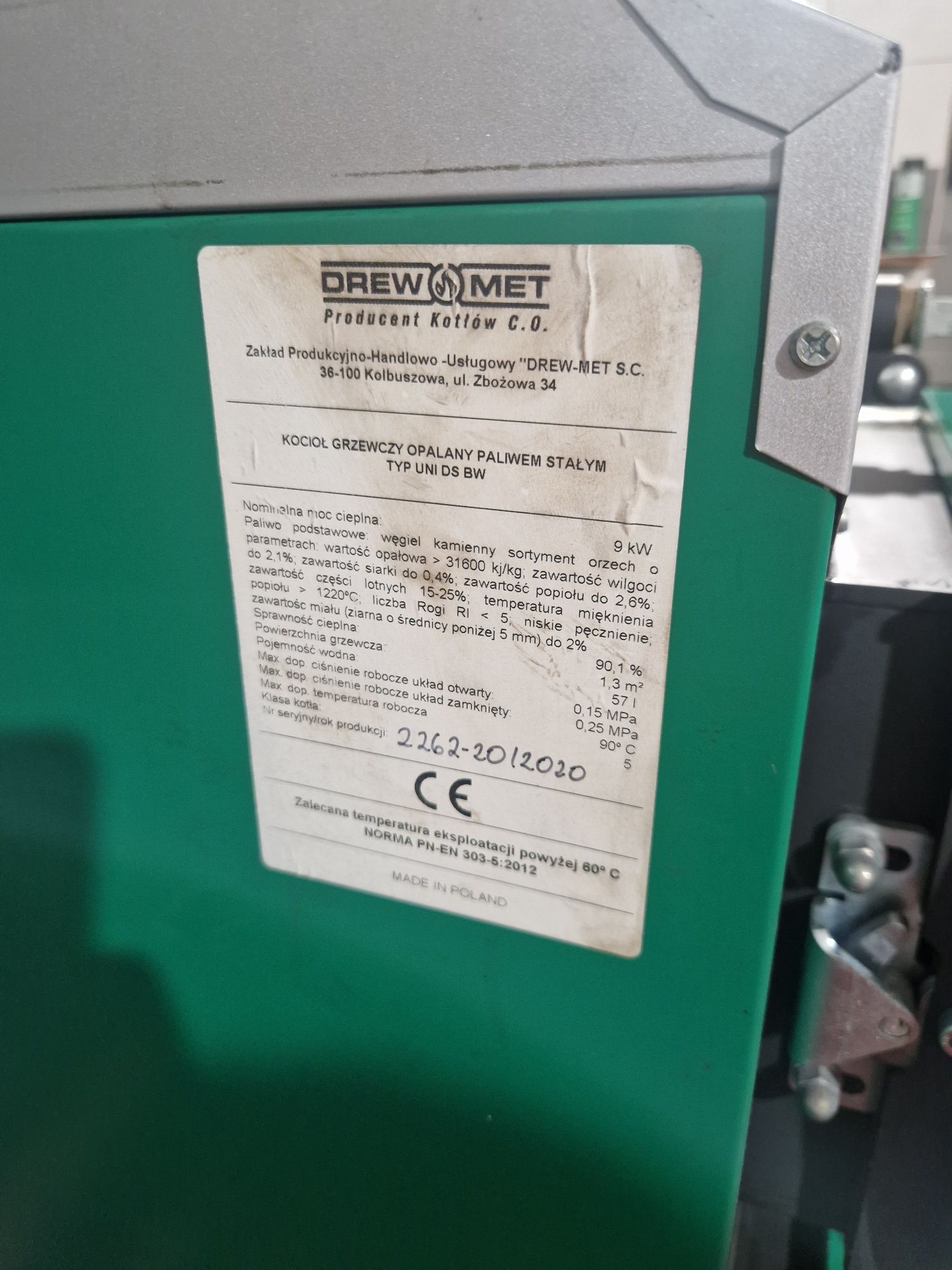 Piec DREW-MET 9 KW 5 klasa