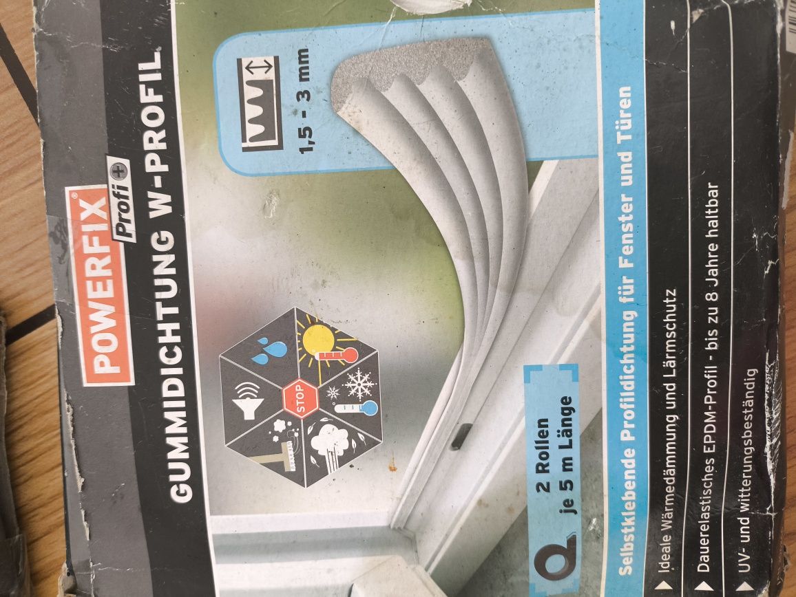 3 szt Profilowana uszczelka do okien drzwi, Profi powerfix 3x10m