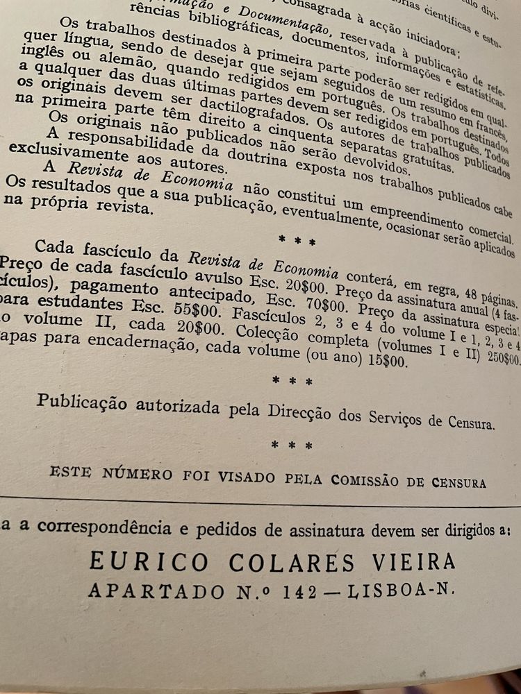 Cinco Revistas da Economia Anos 40 e 50 a 2€ cada