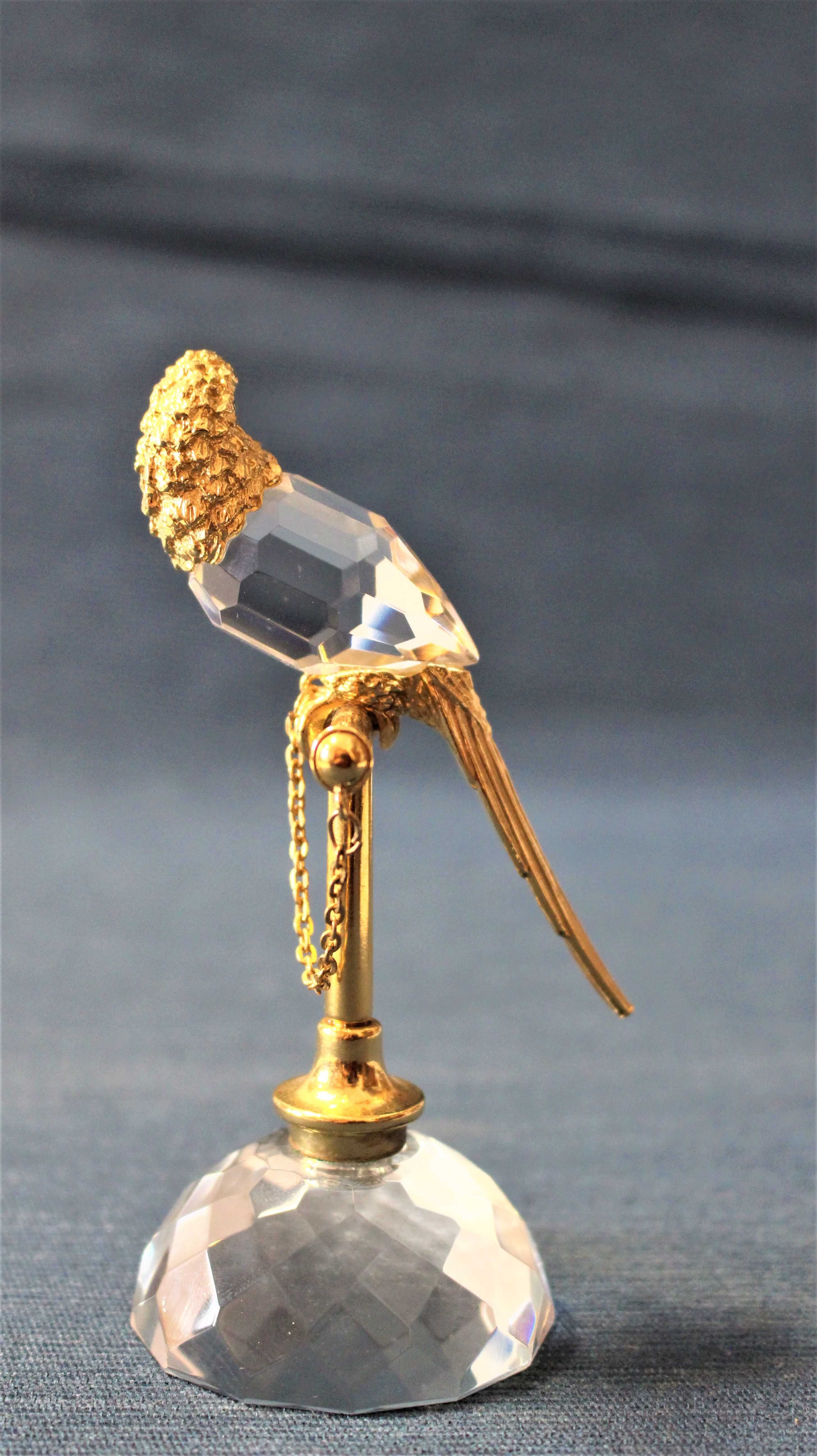 Papagaio de Cristal com aplicações douradas