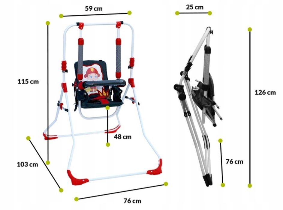 Zestaw set 3w1 Huśtawka dla dzieci + krzesełko, tacka