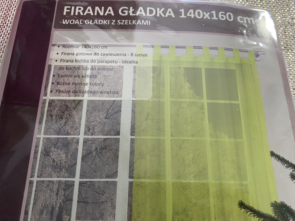 nowa firana gładka 140x160 zielonkawa limonka