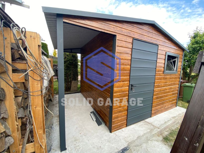 Kojec dla psa garaż blaszany schowek ogrodowy 3x3m drewnopodobny (6x7)