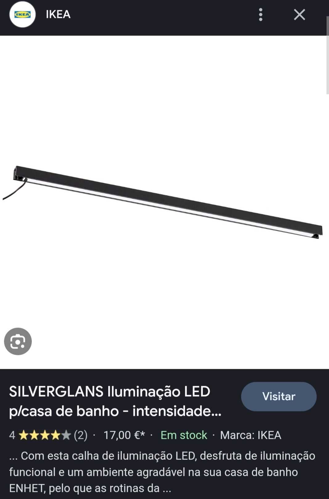 Iluminação calhas Silverglans Ikea de €17 por €7