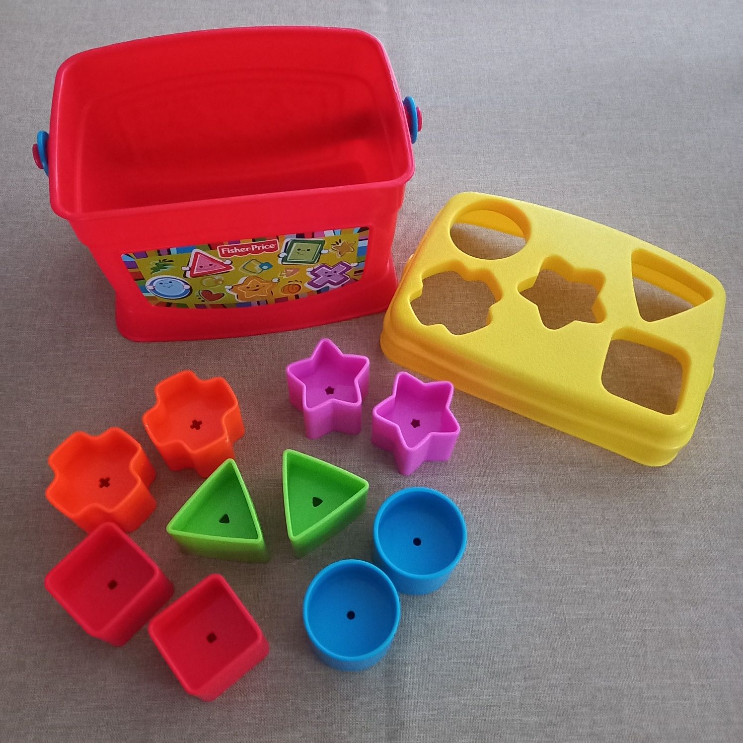 Sorter do klocków, Fisher price, wiaderko, kompletny zestaw