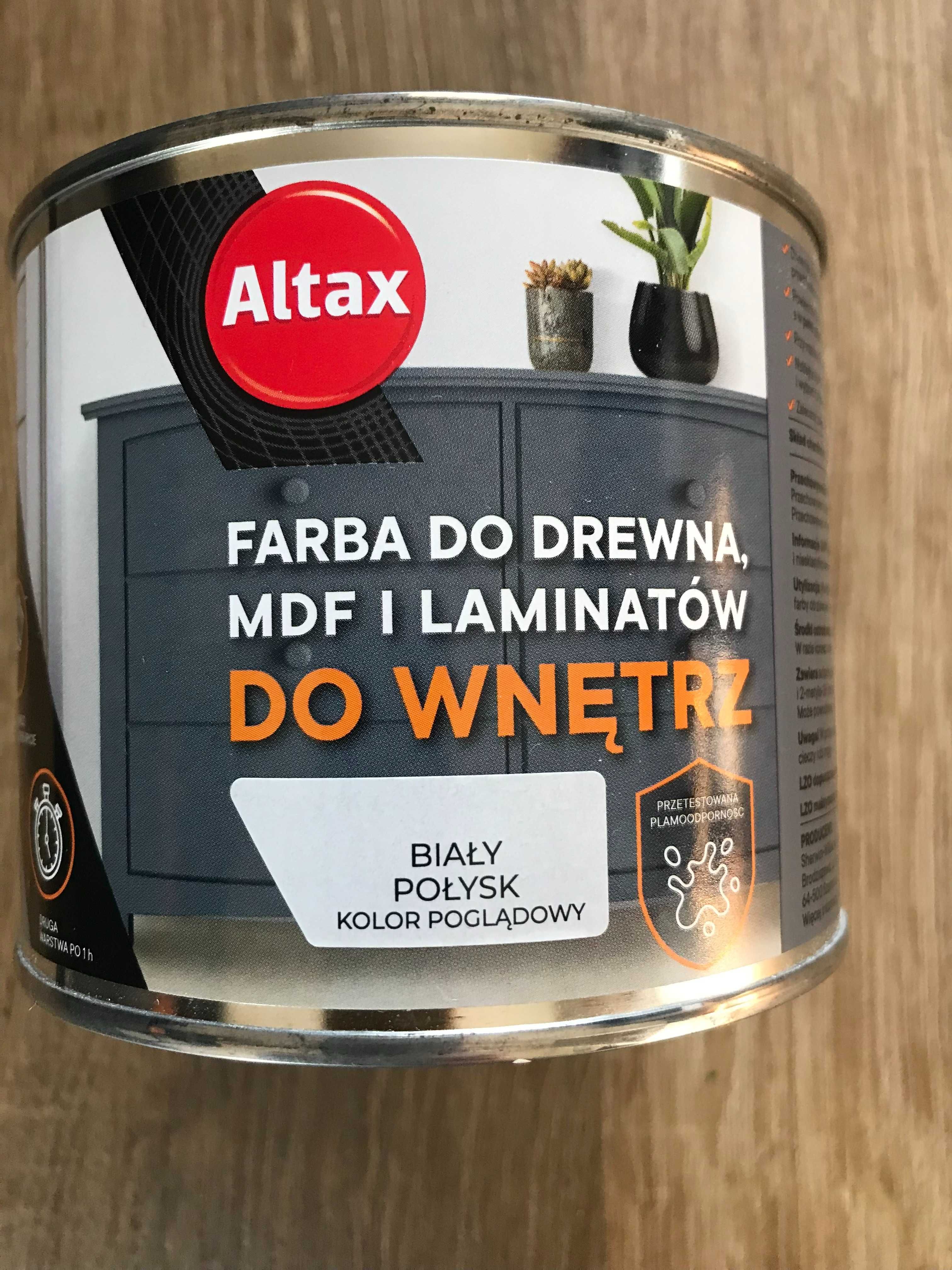 Altax - farba do drewna, MDF i laminatów do wnętrz - biały połysk