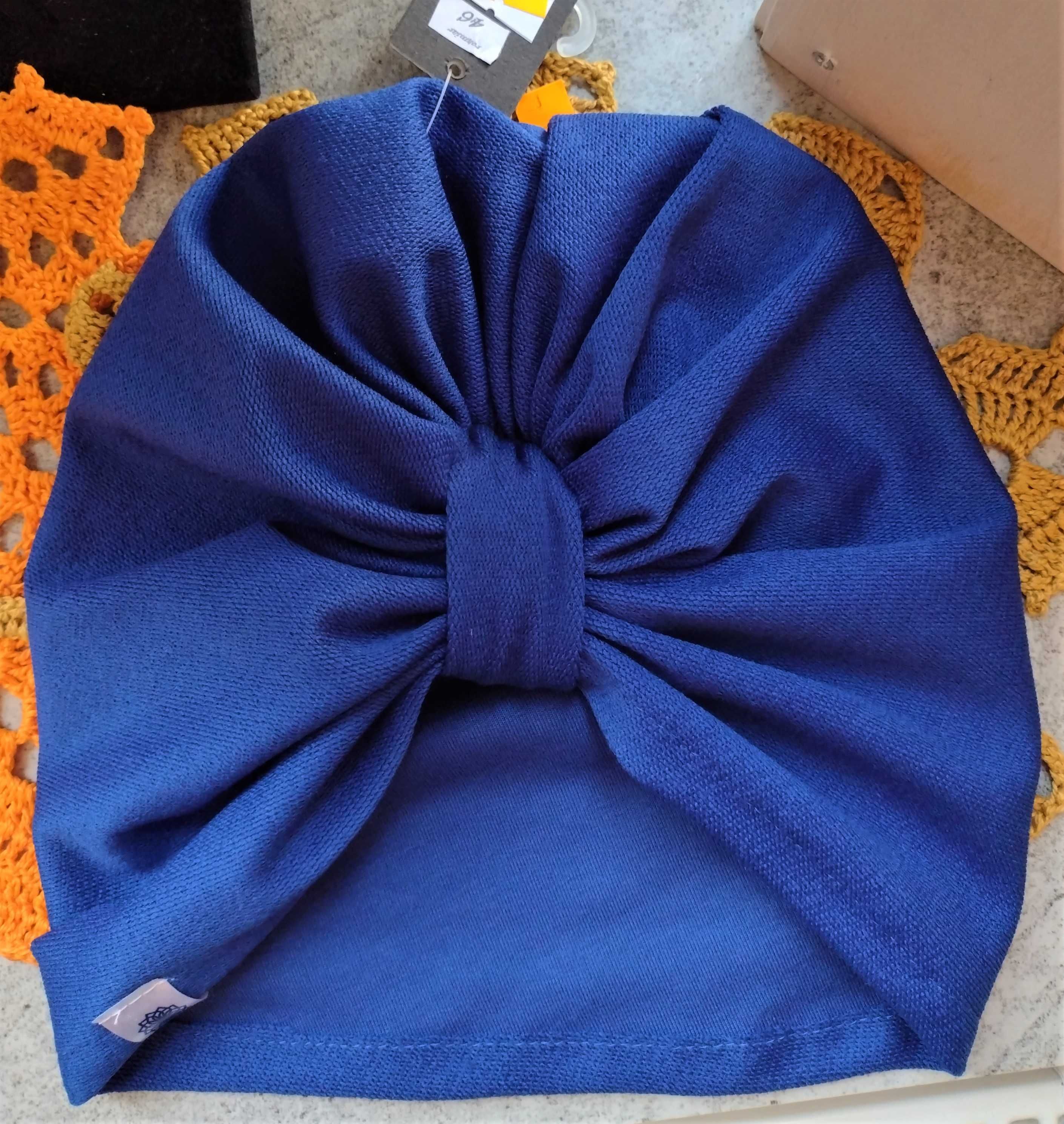 Czapka turban wiosna chabrowy niebieski rozmiar 50