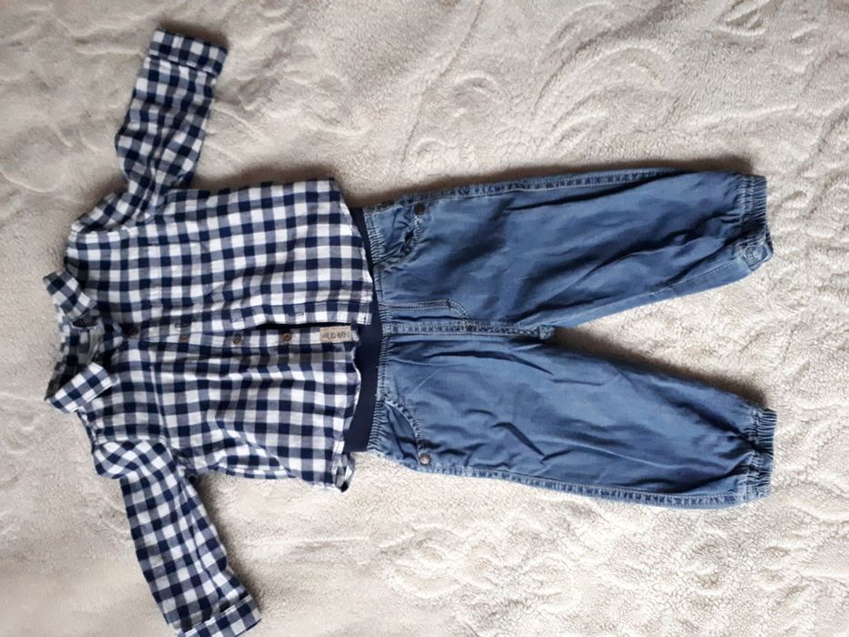 Zestaw koszula zara baby i spodnie newbie kappahl