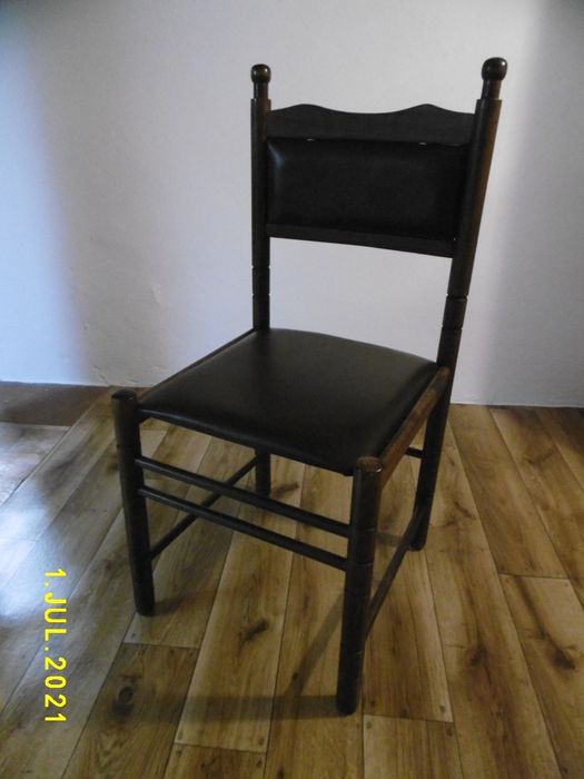 Zestaw 6 krzeseł krzesło PRL. Drewno plus skaj